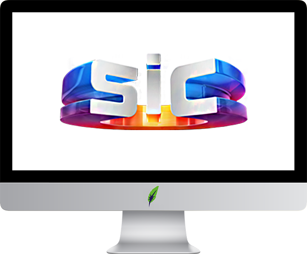 Afbeelding computerscherm met logo SIC - Portugal - in kleur op transparante achtergrond - 600 * 496 pixels